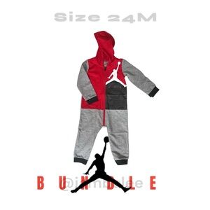 Jordan Baby Boy's Jumpman Hooded Coverall Sz 24m.